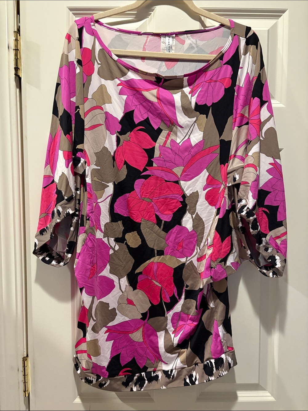 Trina Turk Pink Multi Floral Scoop Neck Cover Up-medium